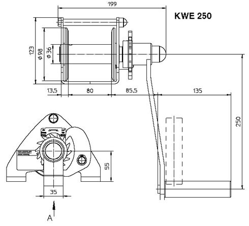 Håndspil type KWE 250 målskitse