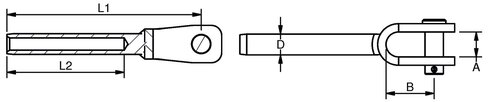 Rustfri gaffelterminal tegning