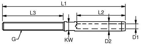Rustfri gevindterminal stregtegning