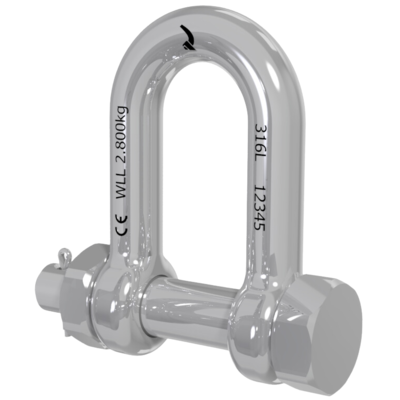 "D" CE-sjækel med sikkerhedsbolt