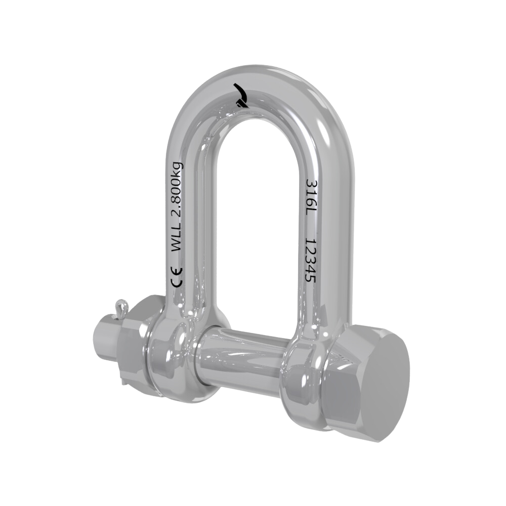 D-sjækkel med sikkerhedsbolt, godkendt til løft