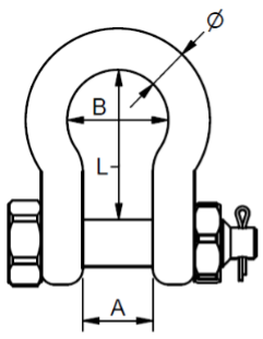 CE-sjækel med sikkerhedsbolt stregtegning