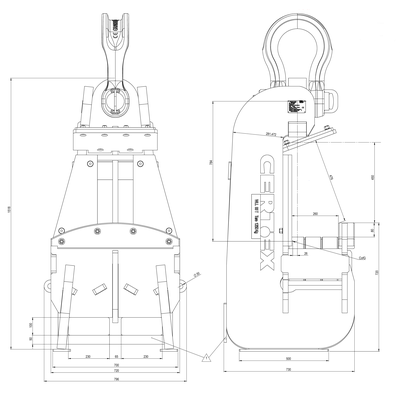 Certex j-hook 90 t for tower section lifting drawing | © CERTEX Danmark A/S