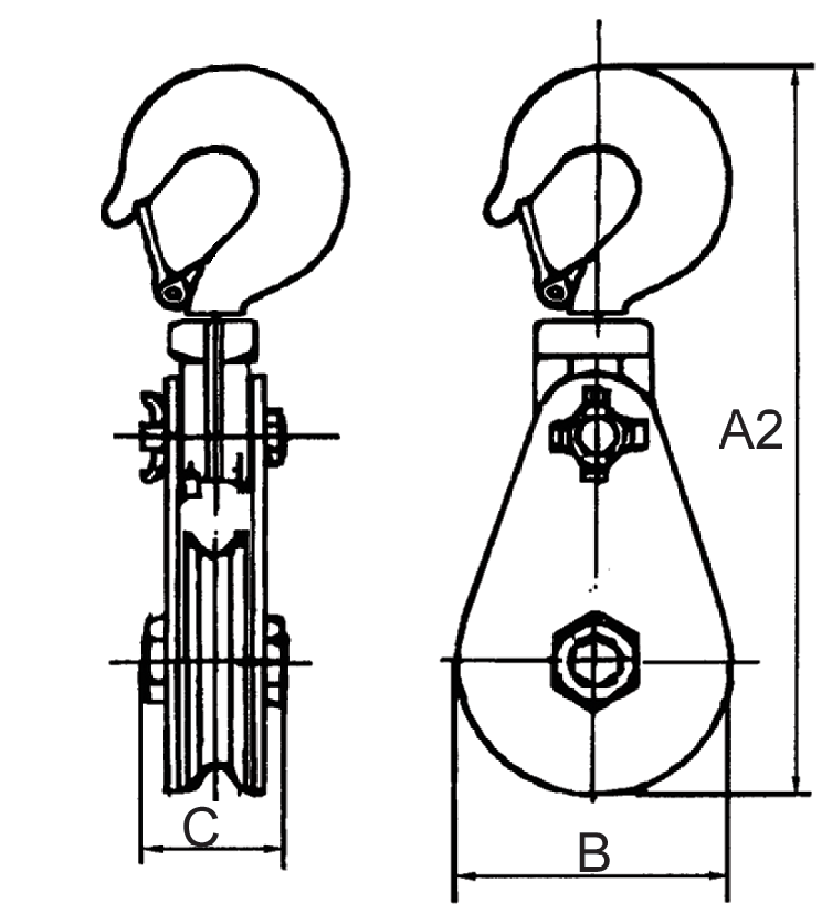 Powertes snatch block LH type drawing