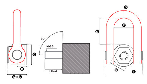 Double swivel shackle FE DSS UP, Female blueprint Double Swivel Lifting Ring Codipro FE.DSS UP-Female blueprint