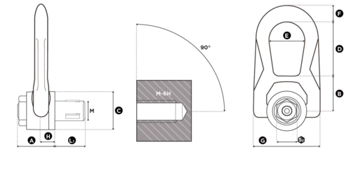 Drawing of the quick Lift Double Swivel Ring QL DSR Drawing of the quick Lift Double Swivel Ring QL DSR