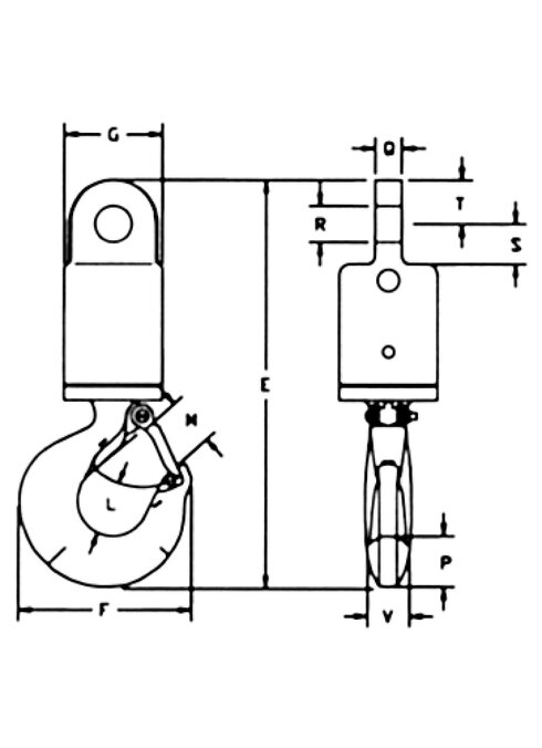 Swivel Eye / Hook Crosby S6 measurements
