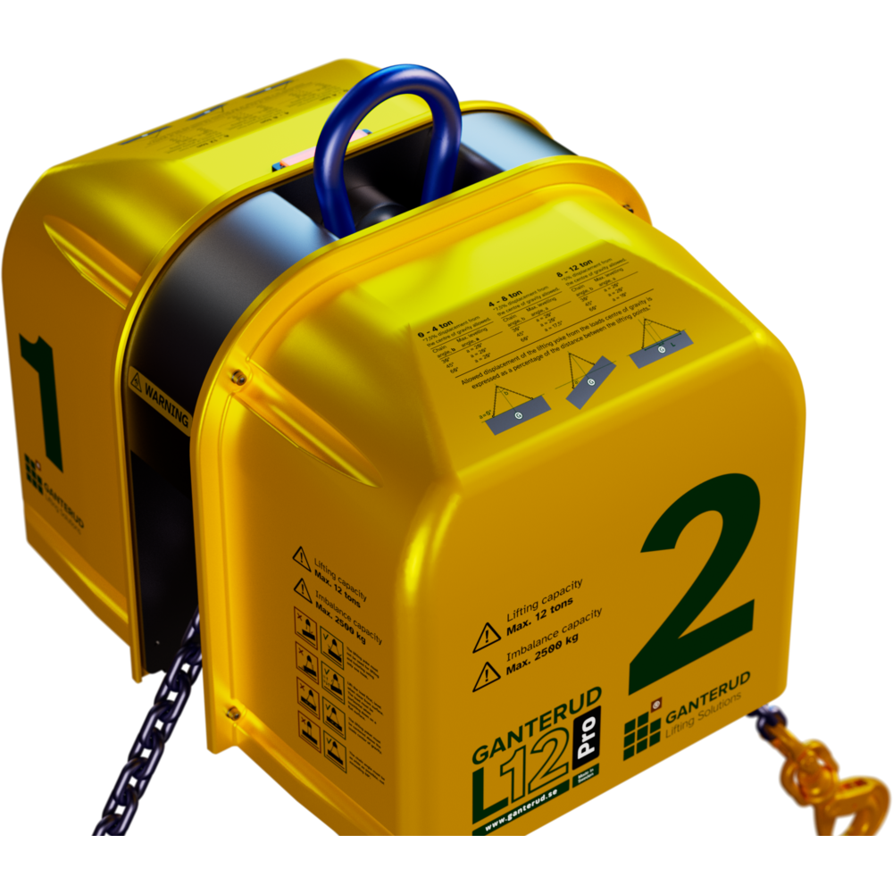 Ganterud L12 Pro set ovenfra, med løftetabel
