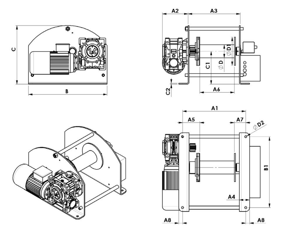 Electric E-winch Gebuwin 250-3000kg Lifting | CERTEX Denmark
