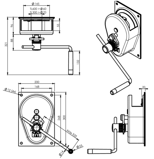 Gebuwin håndspil TL300-600 stregtegning