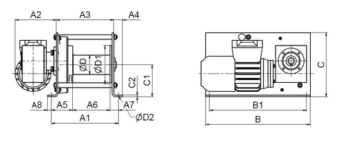 Elektrisk spil EW 125-3200 kg stregtegning