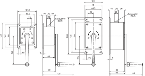 Hand Rope Winch Type WA 50; WA 100 measure