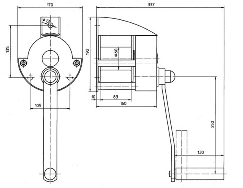 Hand Rope Winch Type TANGO WV, WE measure