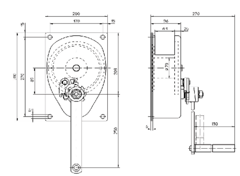 Hand Rope Winch Type 220.0,3; 220.0,5 measure