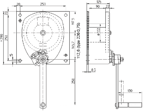 Håndspil type 220.0,75; 220.1 mål