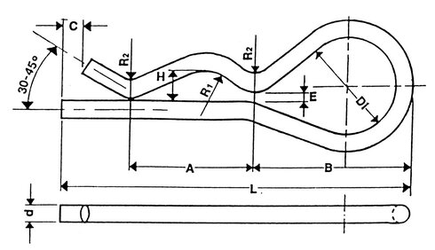 Fjedersplit type B tegning