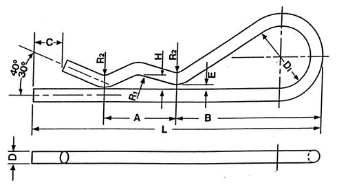 Fjedersplit type L tegning