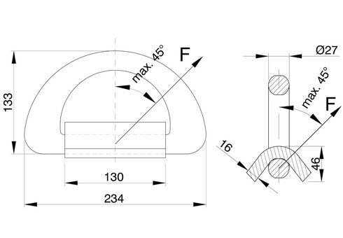 Weld-on Lashing 50 t measurements