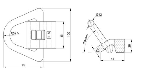 Weld-on Lashing Point Car Lashing 4 t measurement