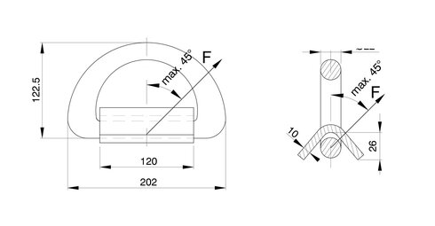 Weld-on Lashing Point 36 t measurement