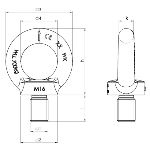 Lifting Eye Bolt DIN 580 drawing