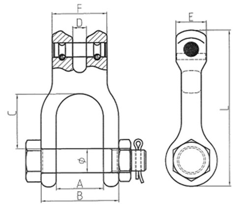 Sjækkel med gaffel POWERTEX CS stregtegning