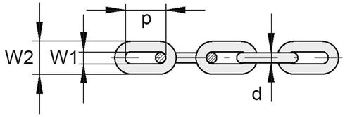 Drawing of the short Link Lifting Chain POWERTEX PSL Grade 8
