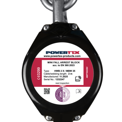 Front on fall arrest block MBW25 | © CERTEX Danmark A/S Front on fall arrest block MBW25 | © CERTEX Danmark A/S