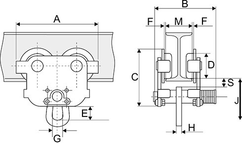 Skubløbekat POWERTEX PPT-S2 stregtegning