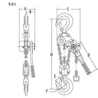 YA Lever hoist drawing 9.0 t