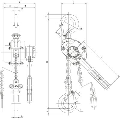 YAM lever hoist drawing