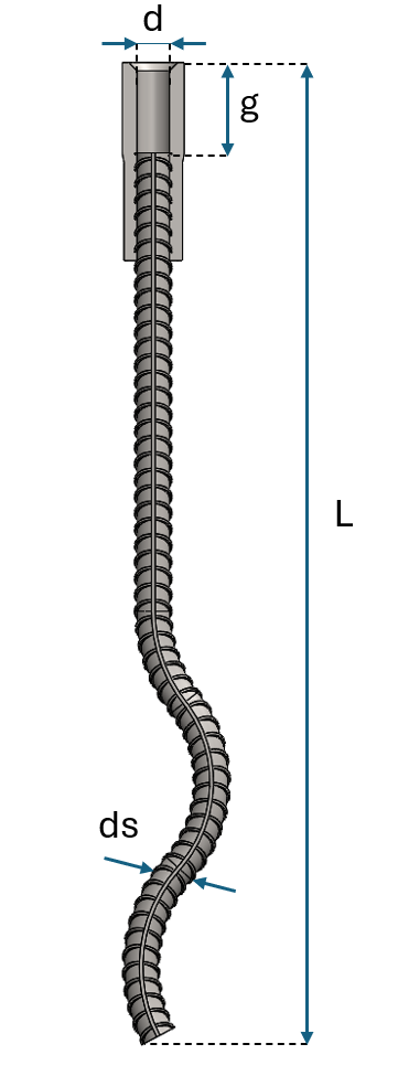 Transportanker med lang bølget indstøbningsstang tegning