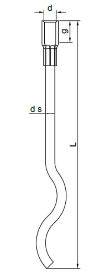 Lifting Socket with long-wavy Tail Bar drawing