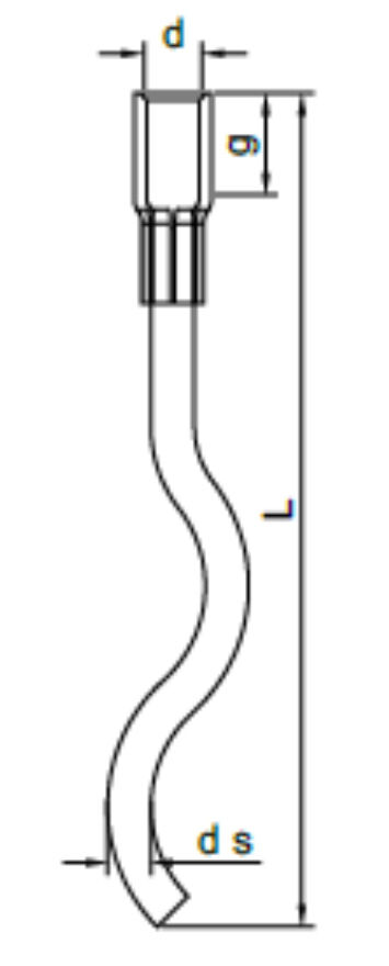 Lifting Socket with short-wavy Tail Bar drawing