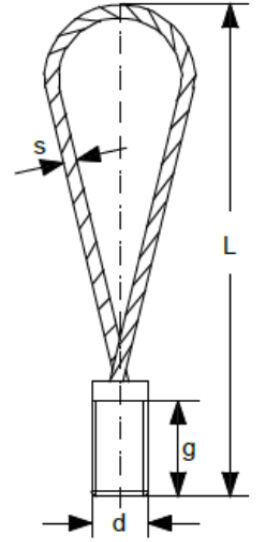 Lifting loop with crimped threaded spigot drawing