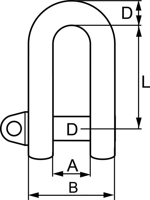 Stainless Round Steel Shackle D-type drawing