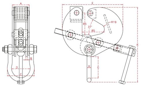 Bjælkeklemme Superclamp BFC_dwg