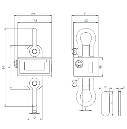 Weighing hook Dynascale drawing