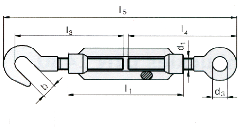 Turnbuckle DIN 1480 hook-eye