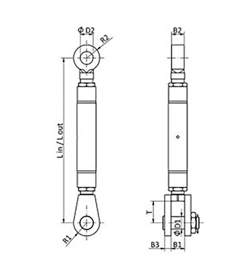 Vantskrue T2 Heavy Duty tegning