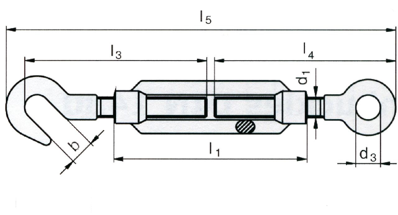 Turnbuckle DIN 1480 hook-eye