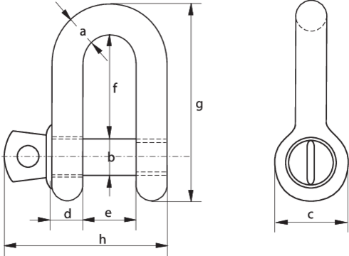 Standard D-sjækkel G-4151 tegning