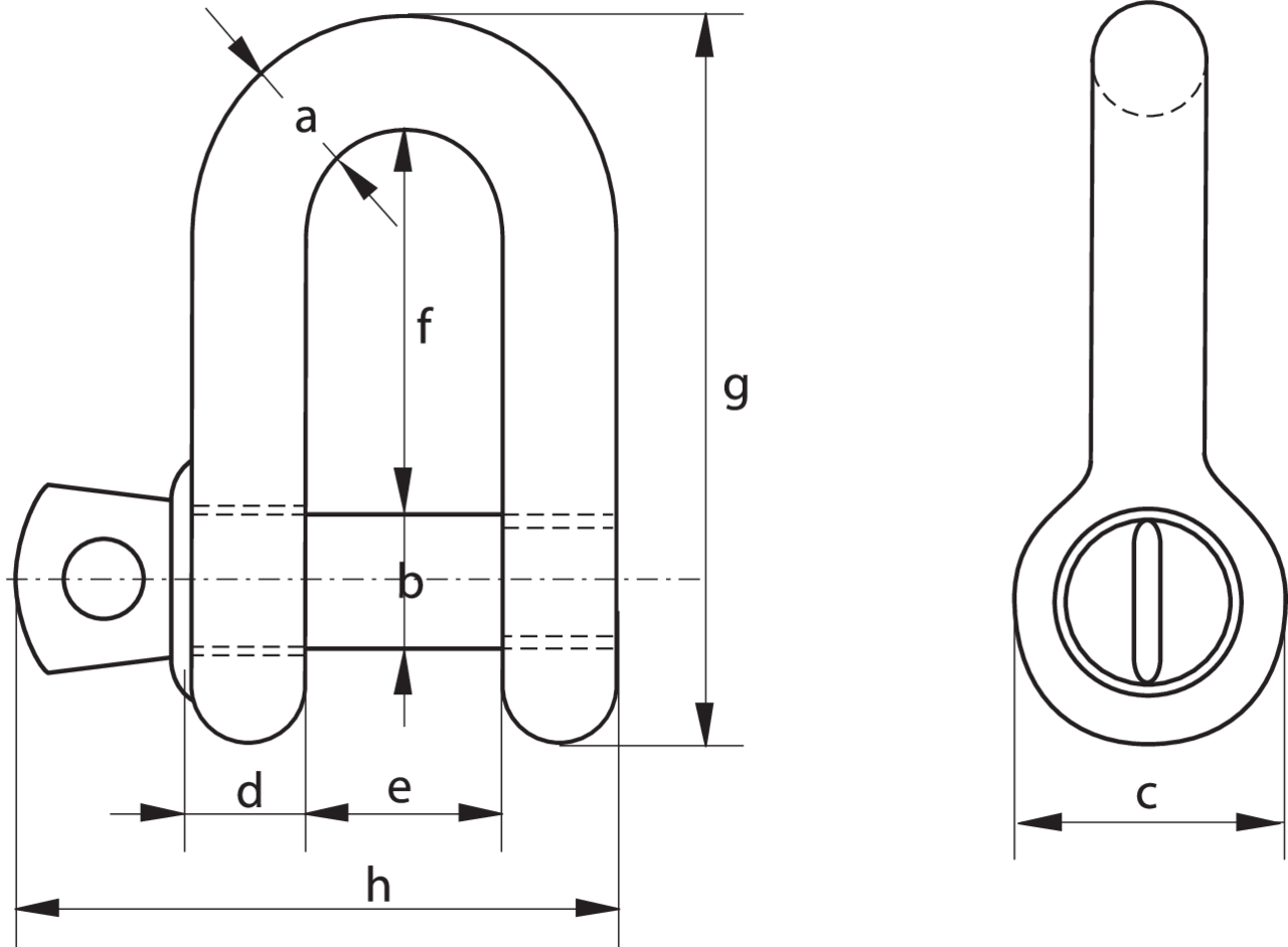 Standard D-sjækkel G-4151 tegning