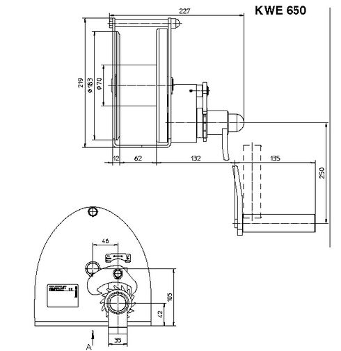 Håndspil type KWE 650 målskitse
