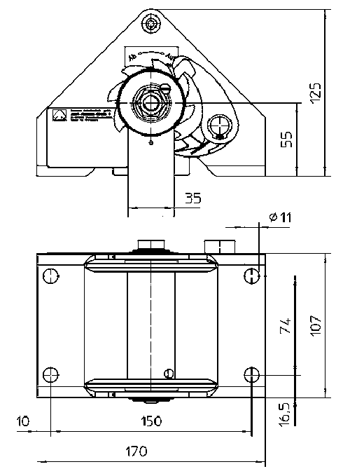 Bracket Winch KWV-KWE 250 measurements