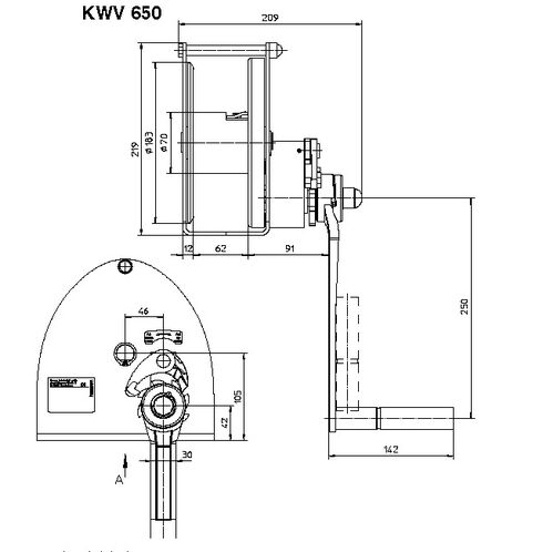 Håndspil type KWV 650 målskitse