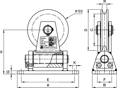 Pulley Block, jointed 74 drawing
