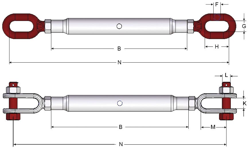Rigging screw drawing type No 804 and 801