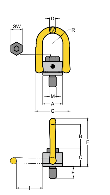 Svirveløjebolt Yoke 8-231stregtegning