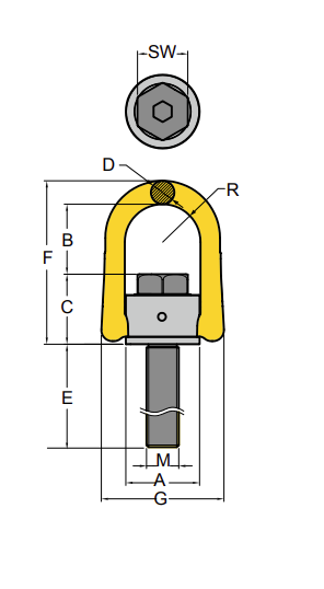 Svirveløjebolt 8-231 - lang bolt tegning